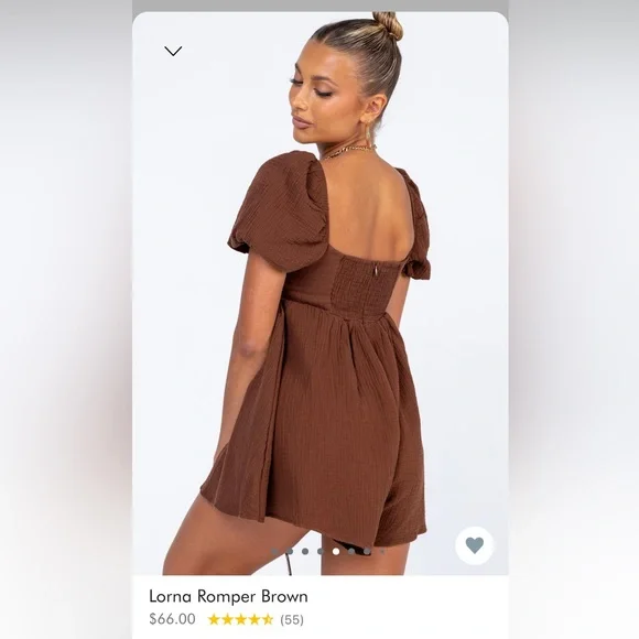 Princess Polly Lorna Brown Romper Size 10 - Picture 2 of 5